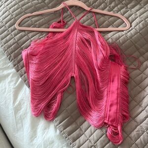 Cult Gaia Quella Fringe Crop Top Size - medium